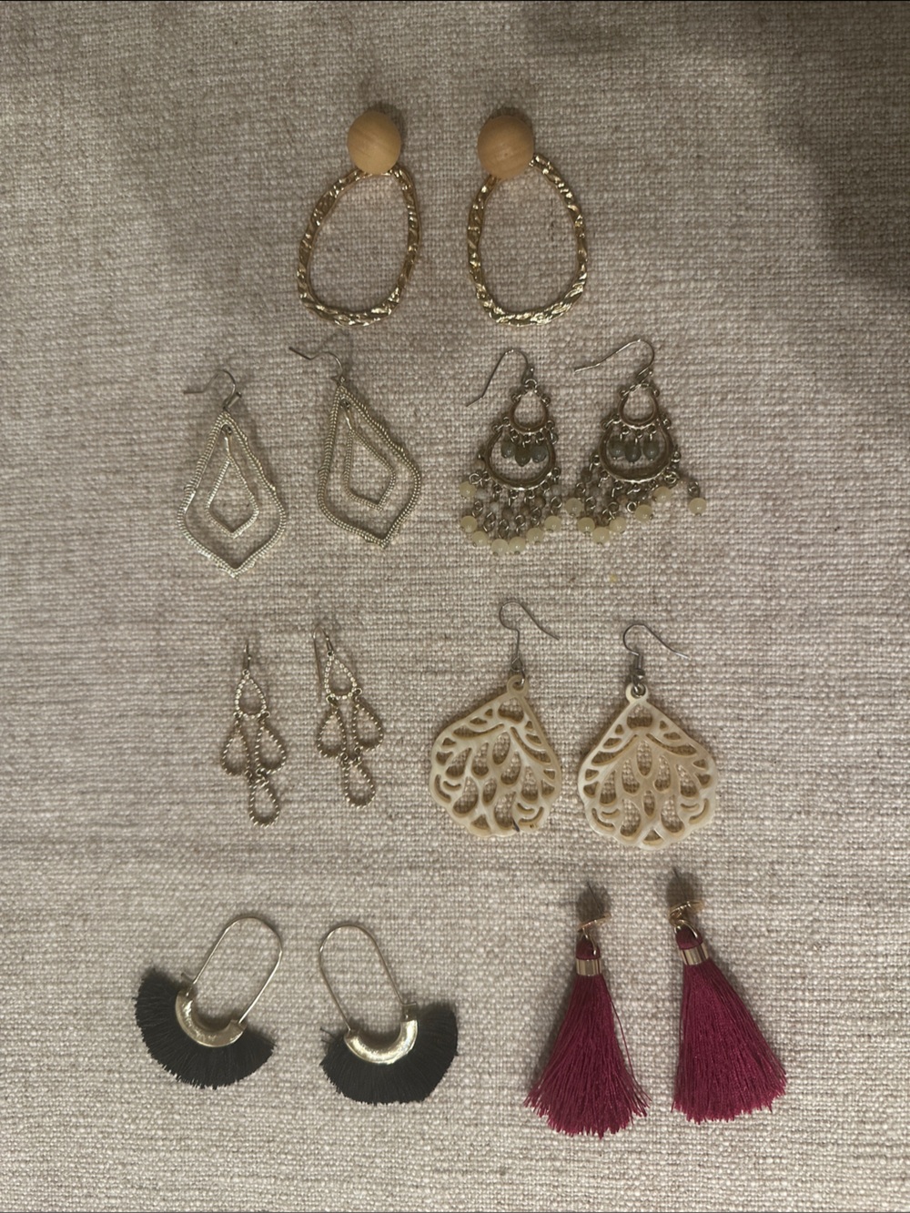 LOFT Mixed Women's Earring Set — Gold, Cream, Black, Pink